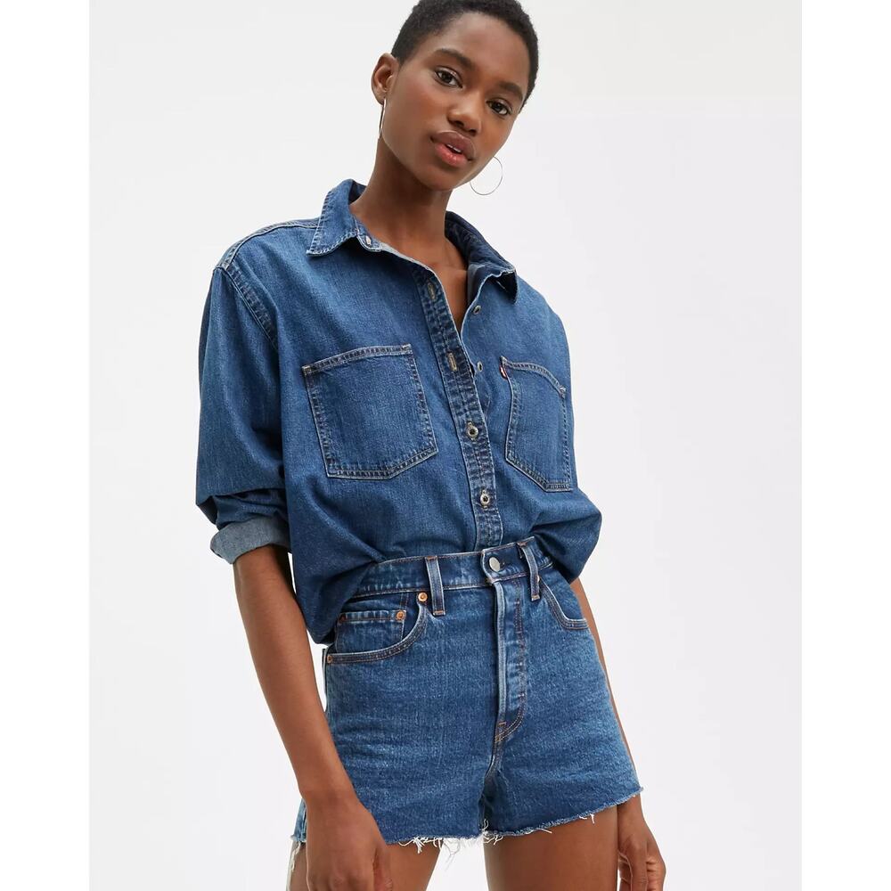 New Levi's Ribcage Shorts in Charleston Erosion Size 28